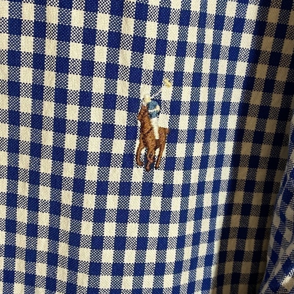 Ralph Lauren Men's LS Classic Fit‎ Button Up Shirt XL Gingham Blue White Career - Picture 3 of 5